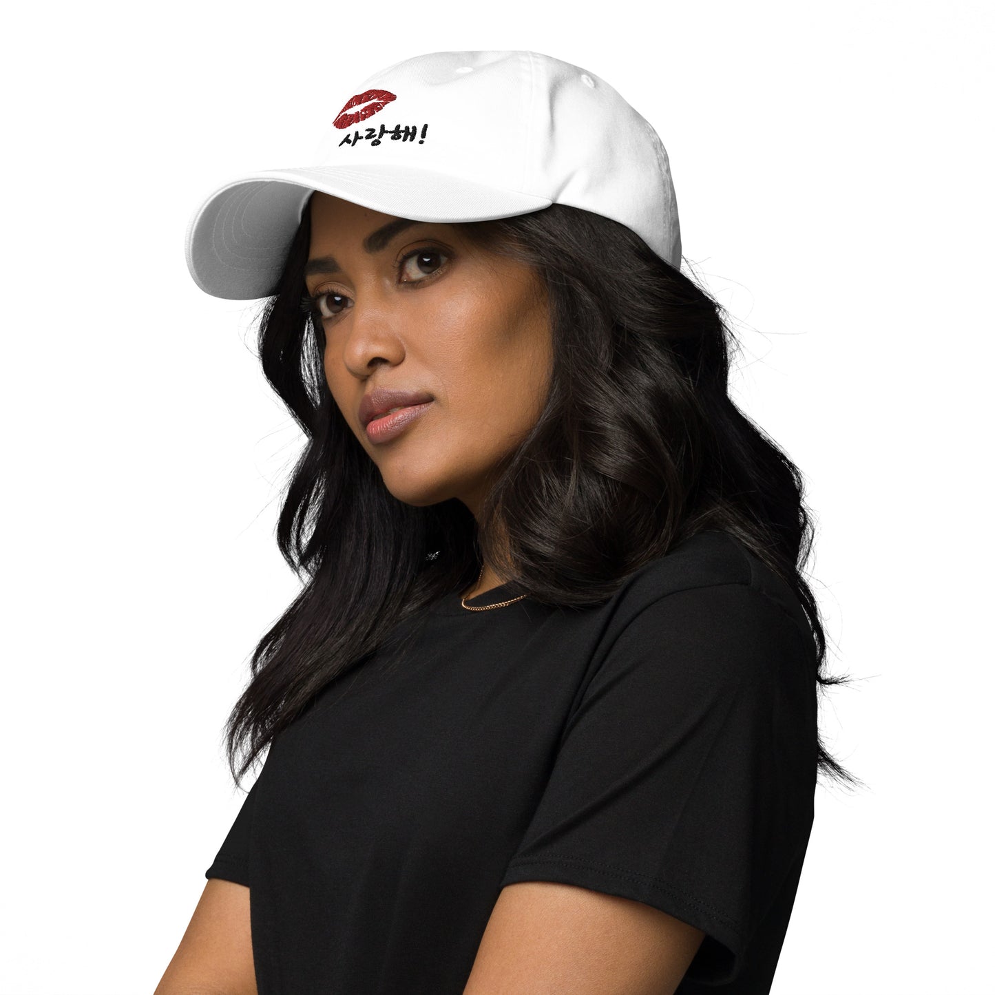 Saranghae Kiss embroidered baseball hat
