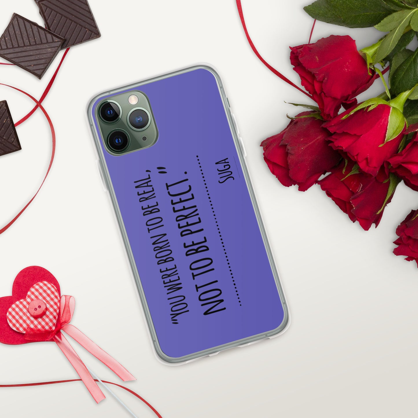 Suga Quote "You Were Born To Be Real, Not Perfect" Case for iPhone®