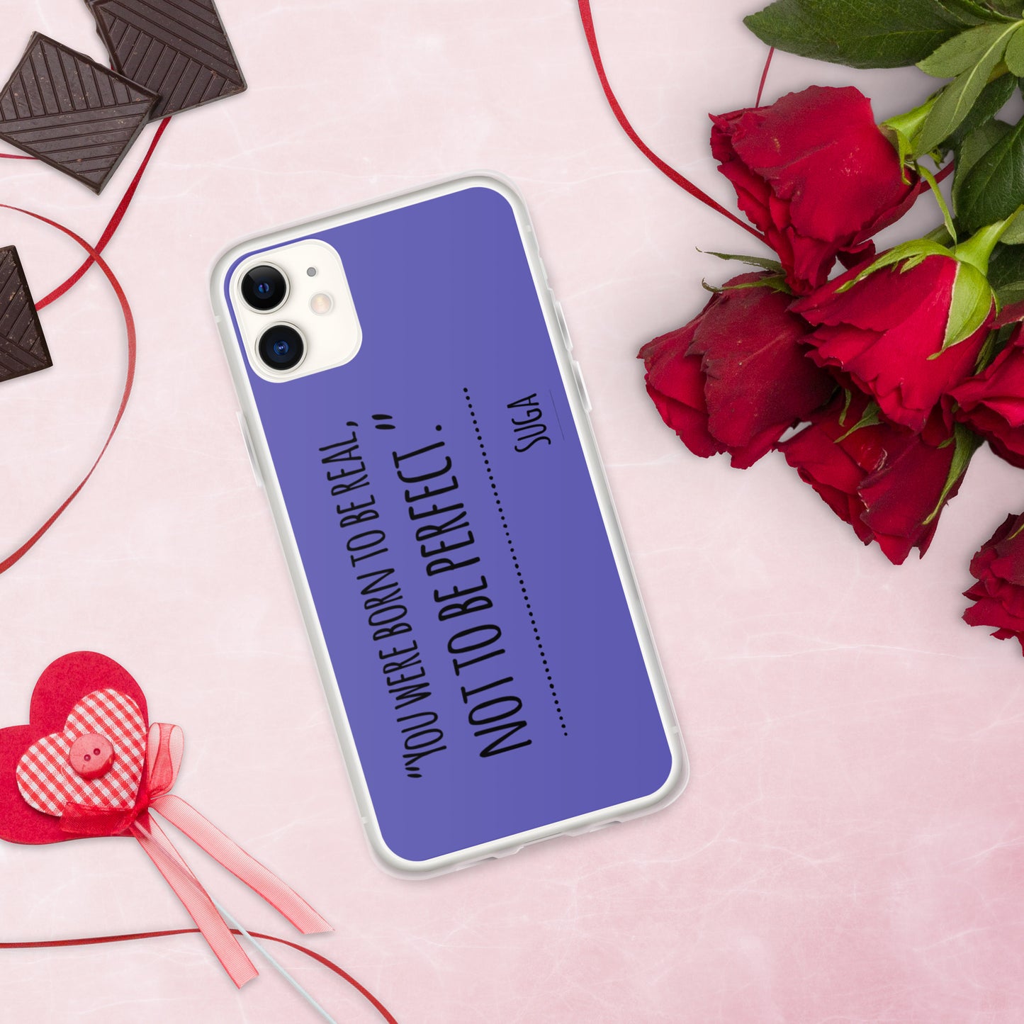 Suga Quote "You Were Born To Be Real, Not Perfect" Case for iPhone®