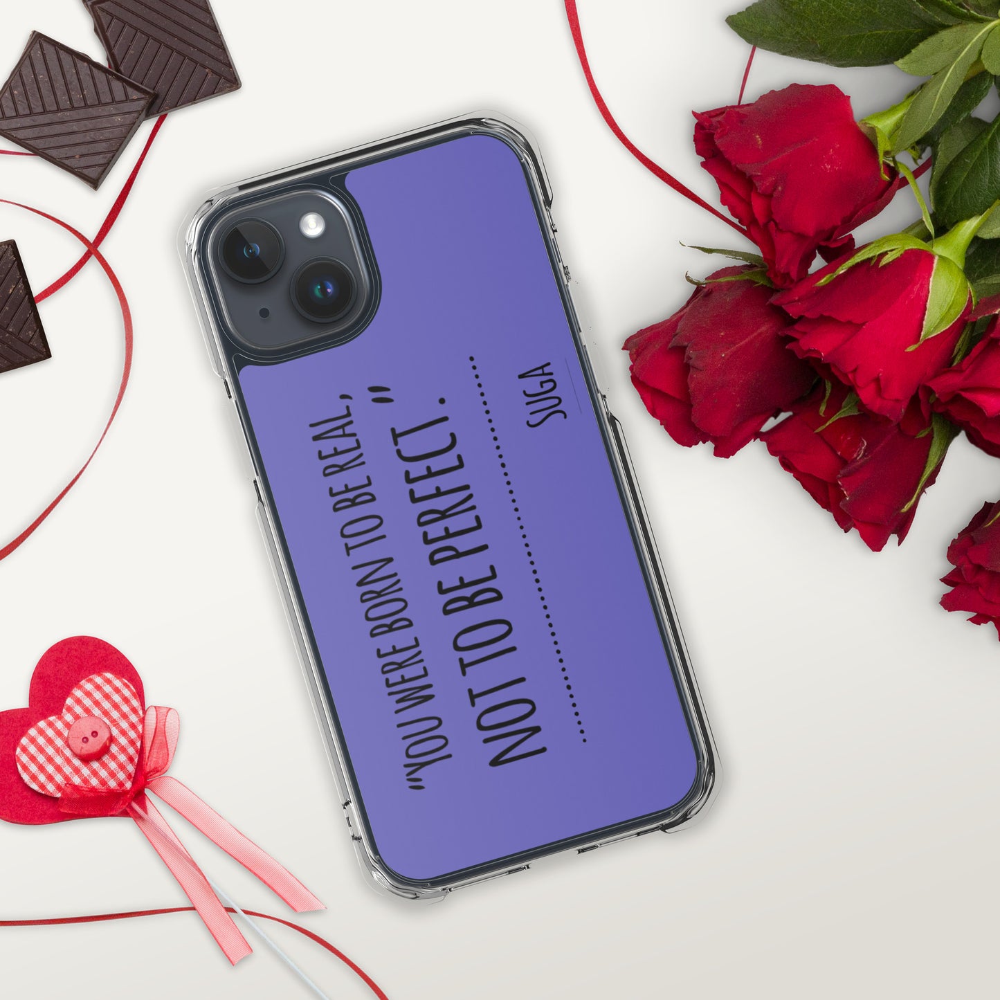 Suga Quote "You Were Born To Be Real, Not Perfect" Case for iPhone®