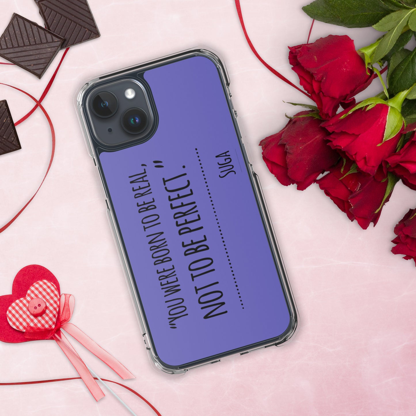 Suga Quote "You Were Born To Be Real, Not Perfect" Case for iPhone®