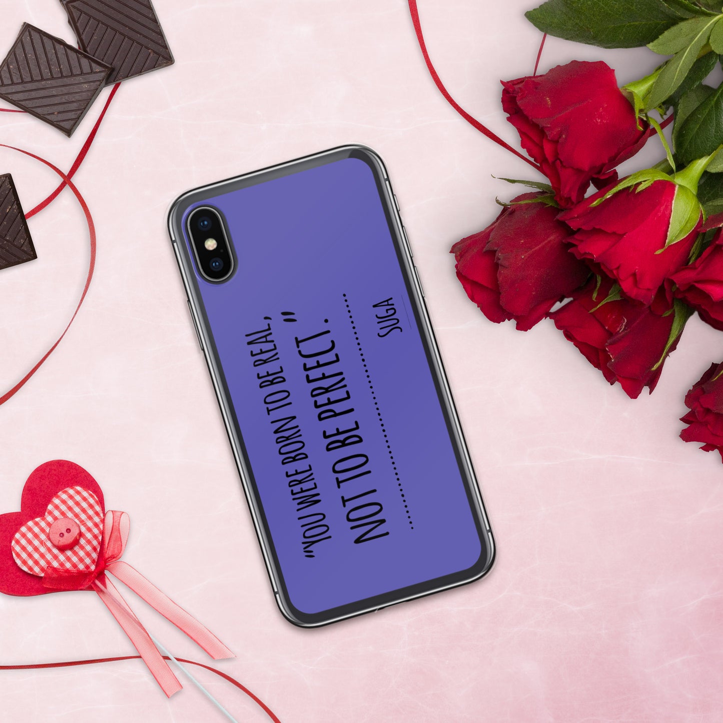 Suga Quote "You Were Born To Be Real, Not Perfect" Case for iPhone®