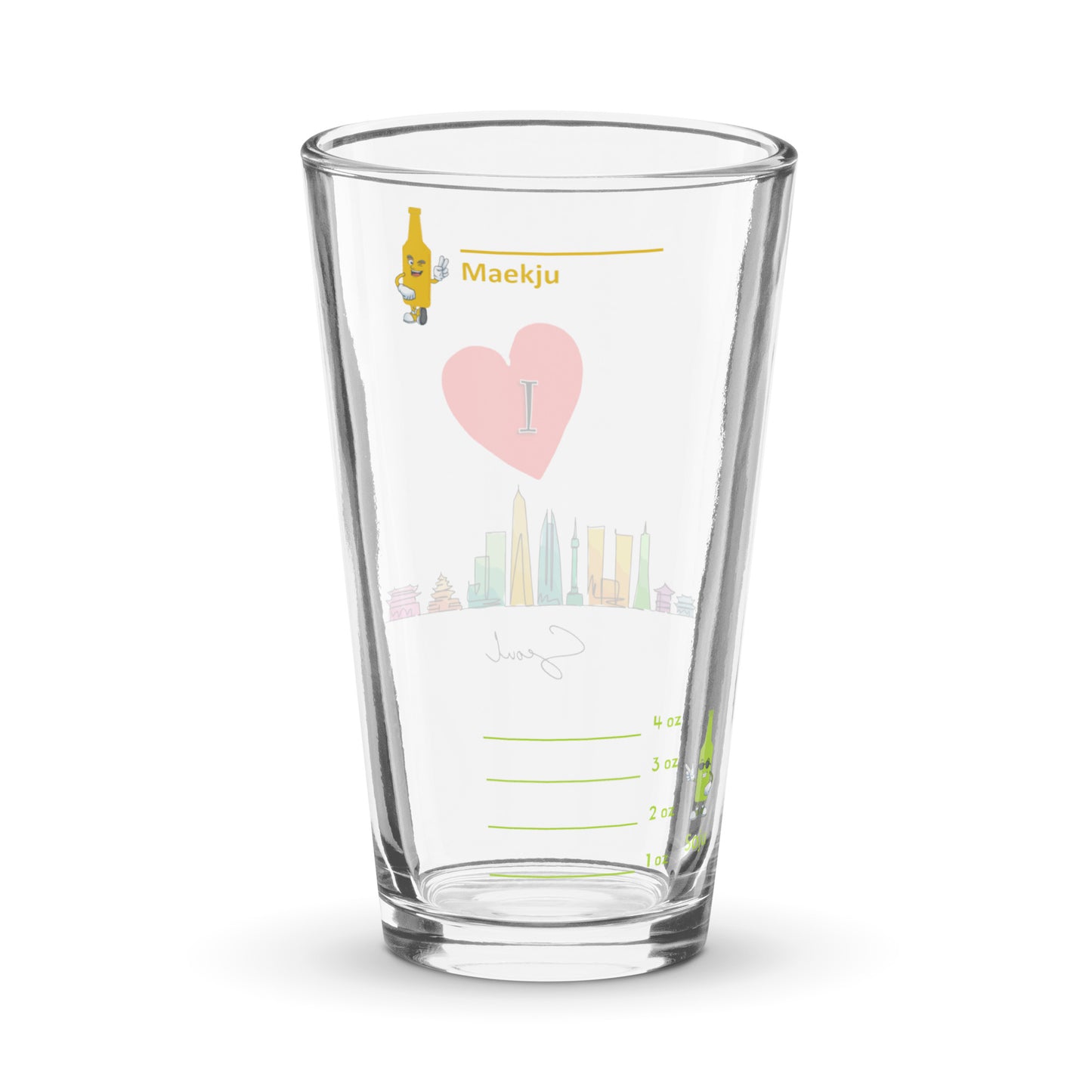 I Love Seoul (watercolor cityscape) somaek glass