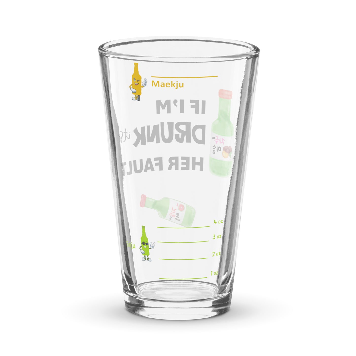 If I'm Drunk It's Her Fault Soju Accents - Somaek Glass (oz)