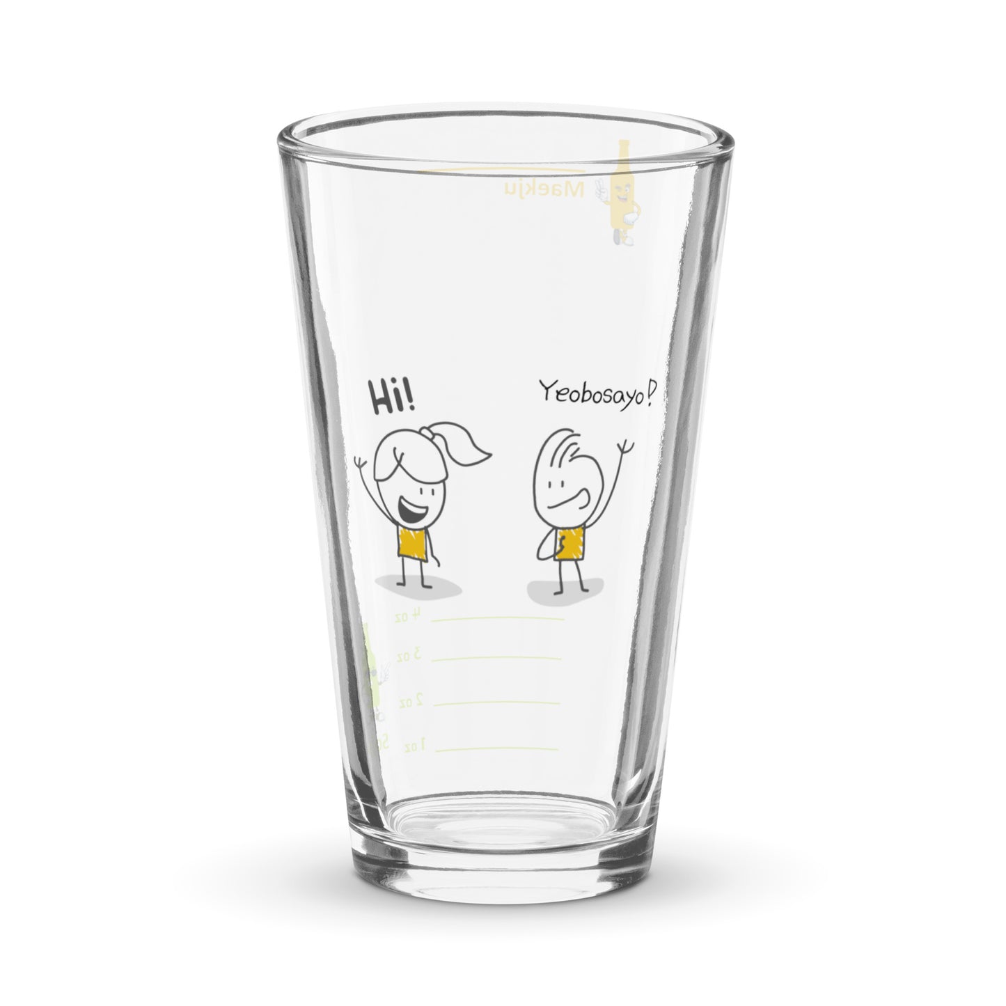 Yeobosayo! waving figures somaek glass