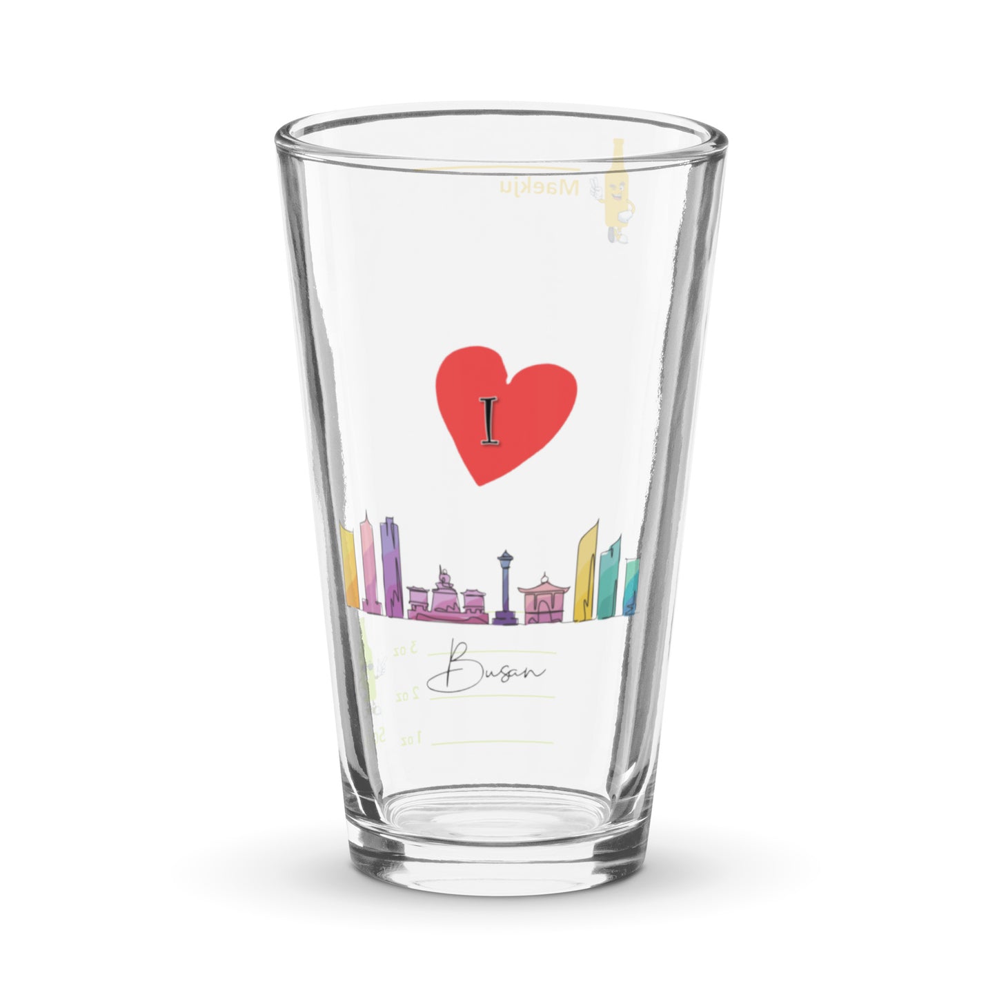 I Love Busan (watercolor cityscape) somaek glass