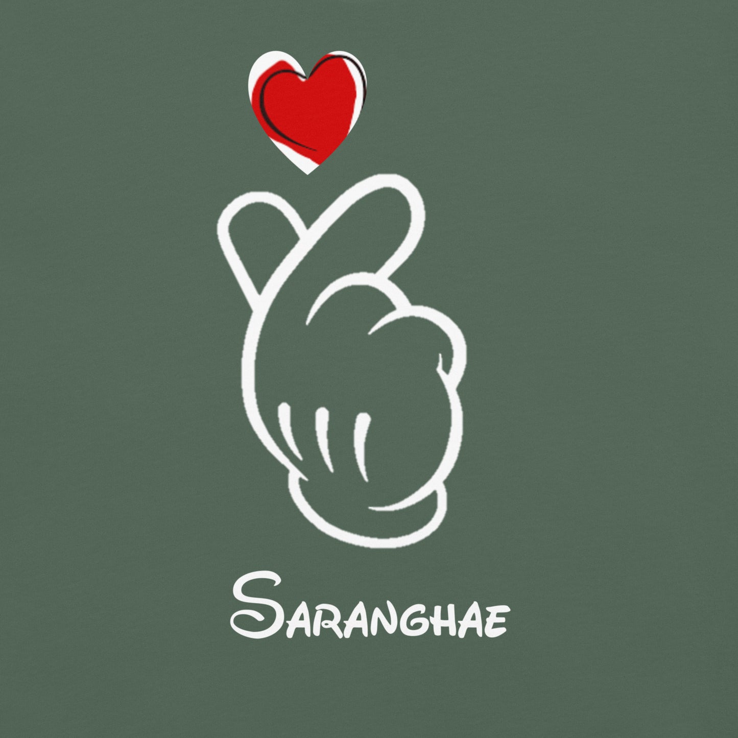 Saranghae Mickey Finger Heart T-shirt (small to 4XL)
