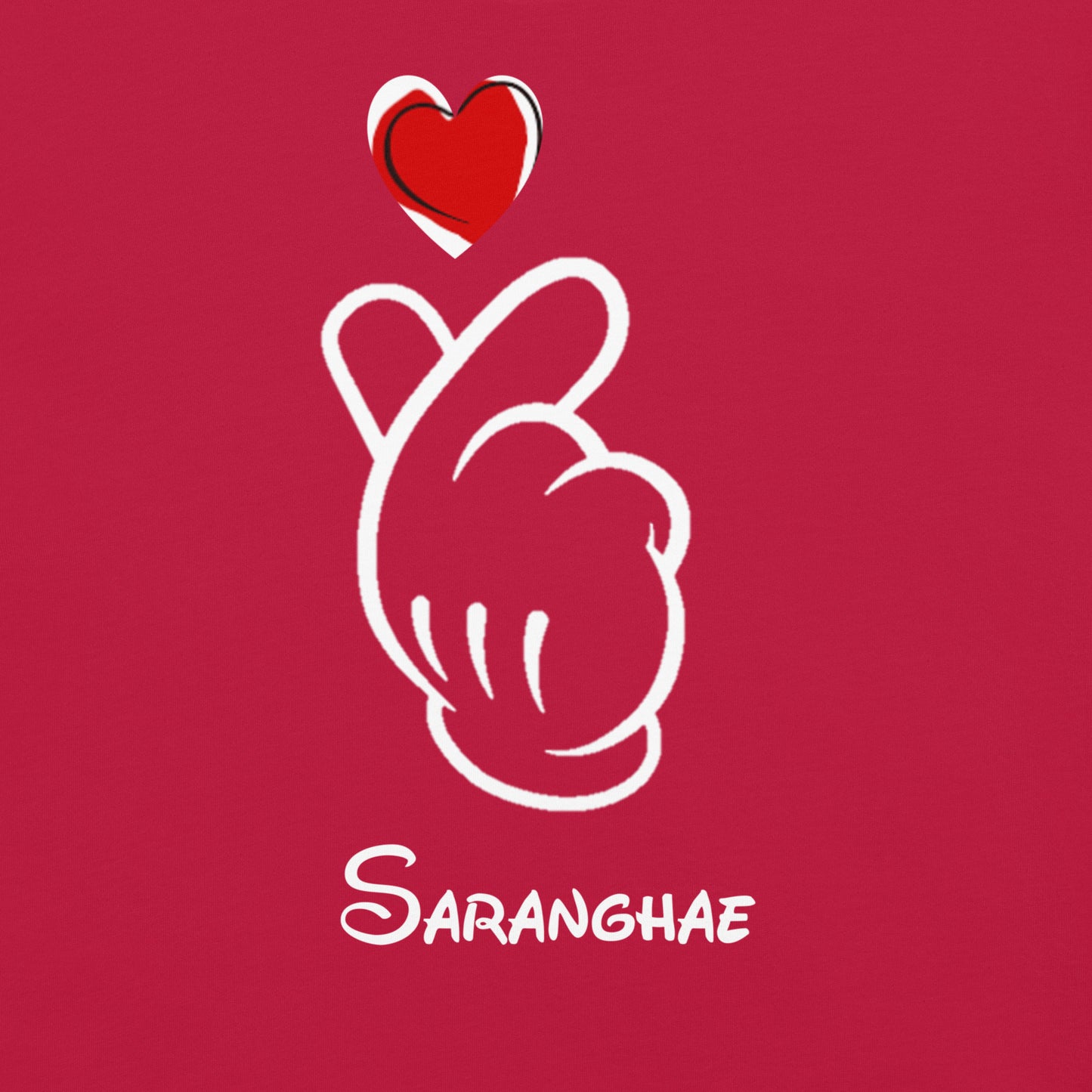Saranghae Mickey Finger Heart T-shirt (small to 4XL)