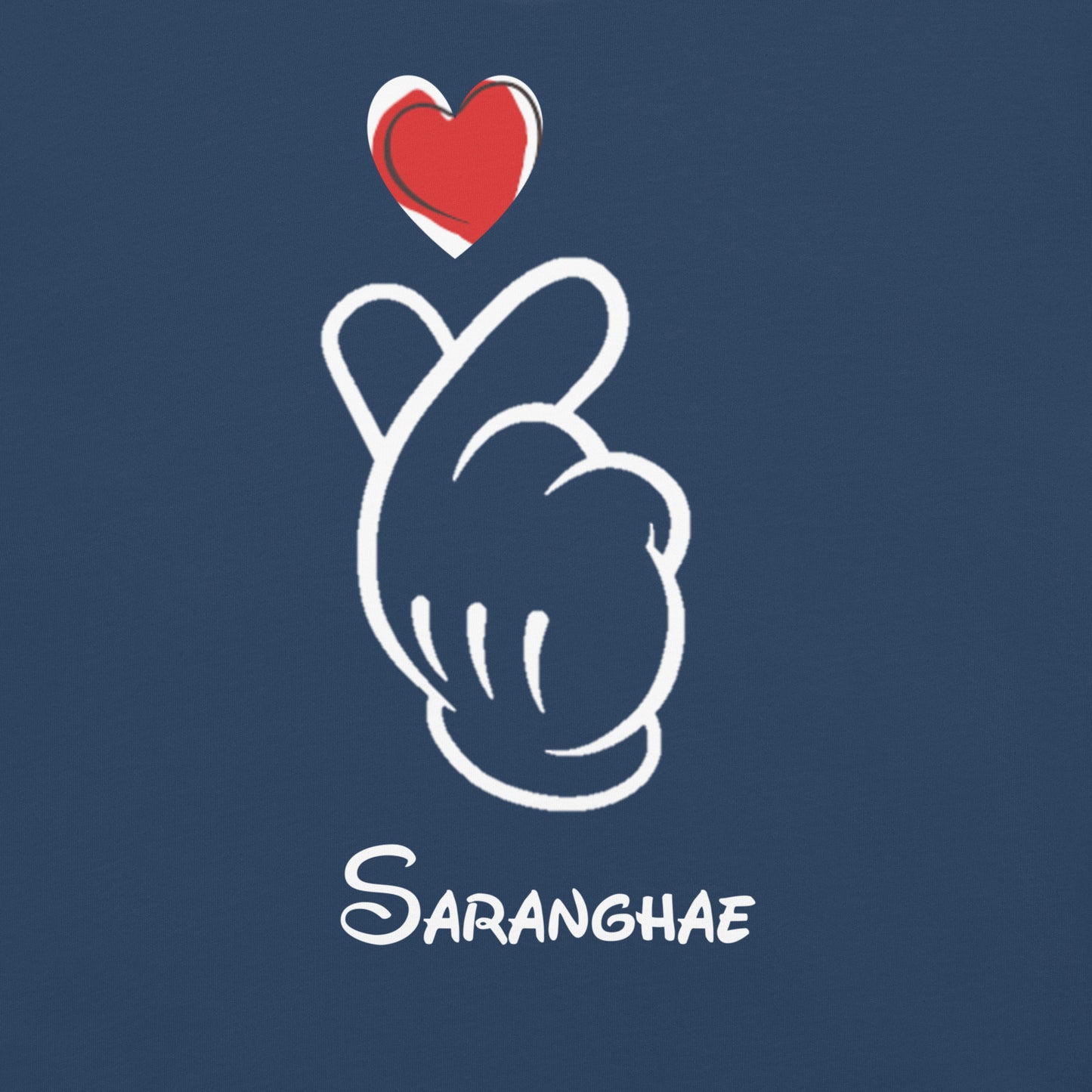 Saranghae Mickey Finger Heart T-shirt (small to 4XL)