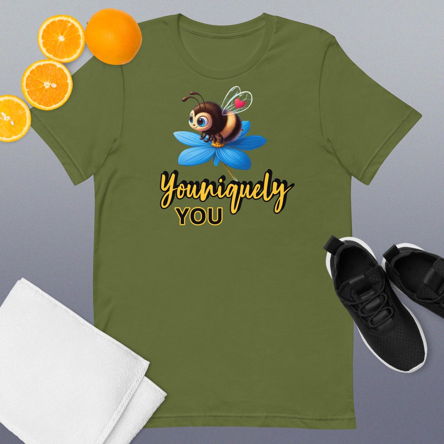 Bee Uniquely You - Blue Flower T-shirt