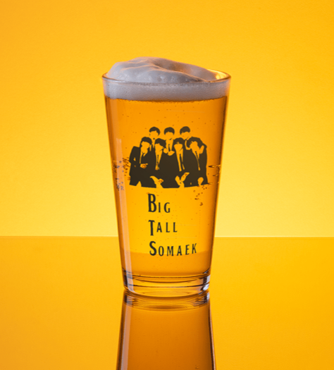 The Big Tall Somaek glass with retro band silhouette