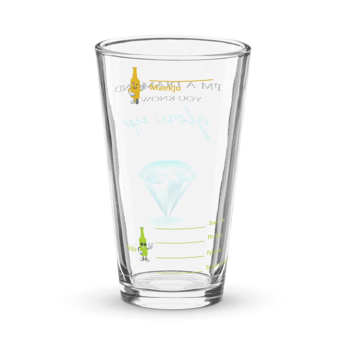 BTS Inspired Ima Diamond - You Know I Glow Up!  Somaek Glass - Teal