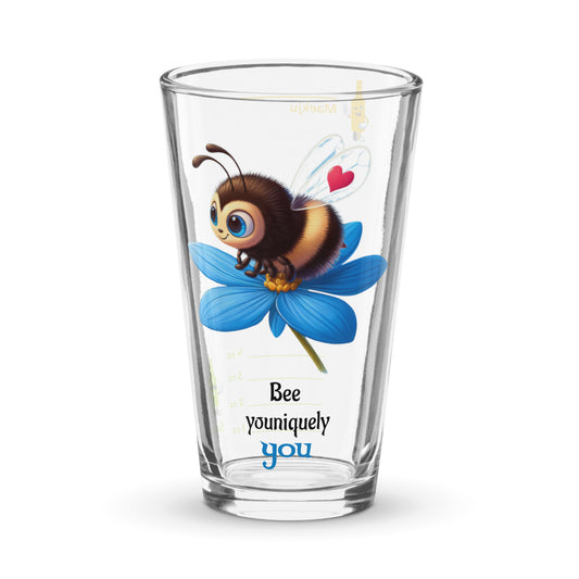 Be Youniquely You - Bee on Blue Flower somaek glass